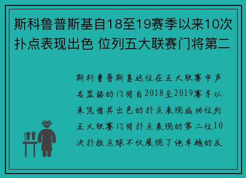 斯科鲁普斯基自18至19赛季以来10次扑点表现出色 位列五大联赛门将第二 斯科鲁普斯基自18至19赛季以来10次扑点表现出色 位列五大联赛门将第二